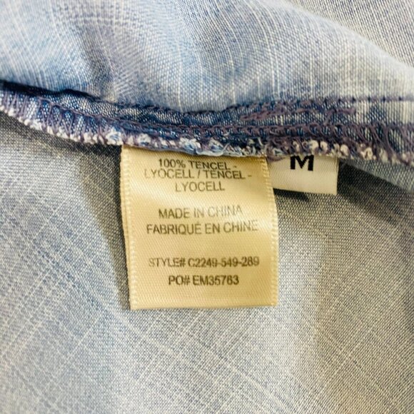 Chelsea & Violet | Chambray Distressed Button-Down Shirt | Size Medium Women's - Picture 11 of 16
